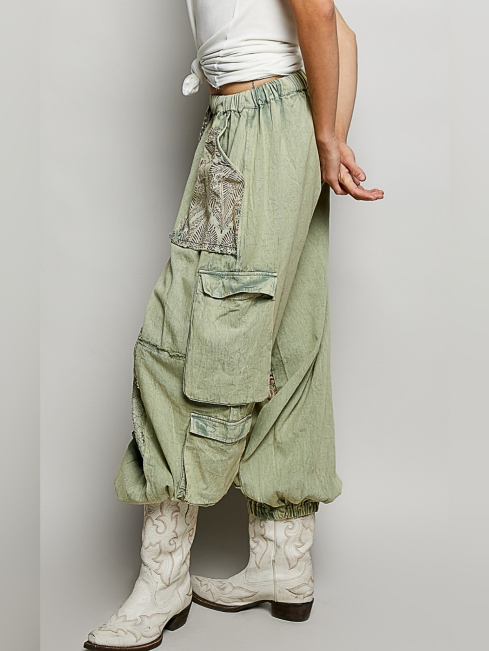 🐼#1513 POL Sage Wanderer Patchwork Boho Pants - Picture 3 of 7